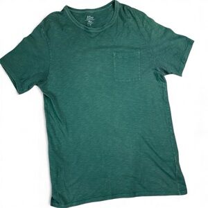 J. Crew Men's Slub Cotton Garment Dyed Short Sleeve T-Shirt Green Medium Tall